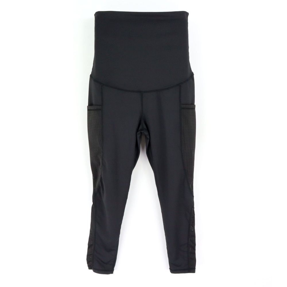 Maaci Maternity Leggings Womens Size S Black Polyester Pockets‎ Mesh Accents
